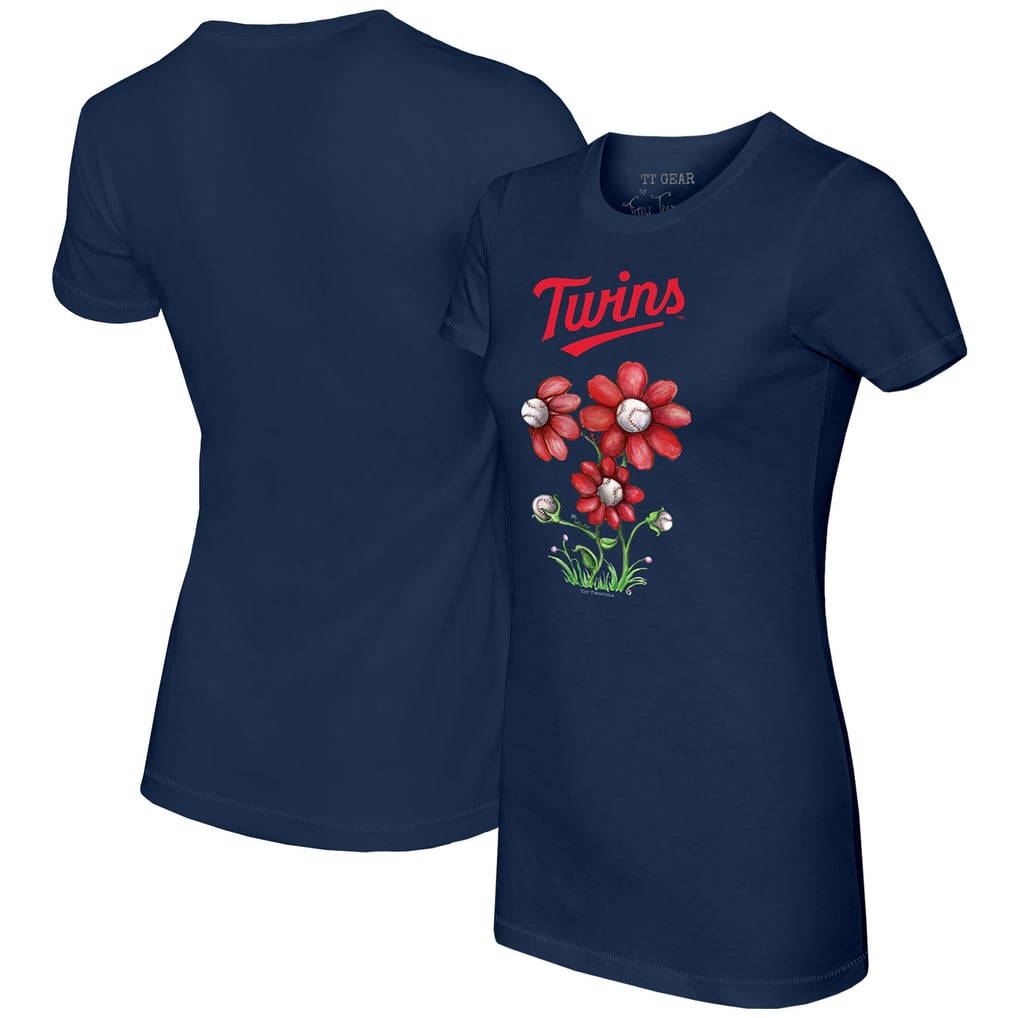 Minnesota Twins Tiny Turnip Women's Blooming Baseballs T-Shirt - Navy