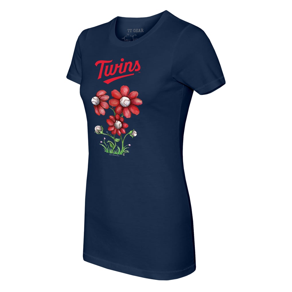 Minnesota Twins Tiny Turnip Women's Blooming Baseballs T-Shirt - Navy