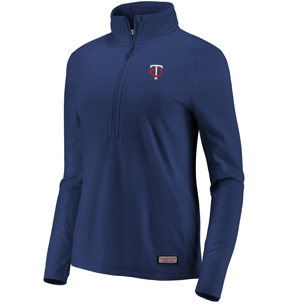 Minnesota Twins Vineyard Vines Women's Performance Grid Half-Zip Pullover Top - Gray