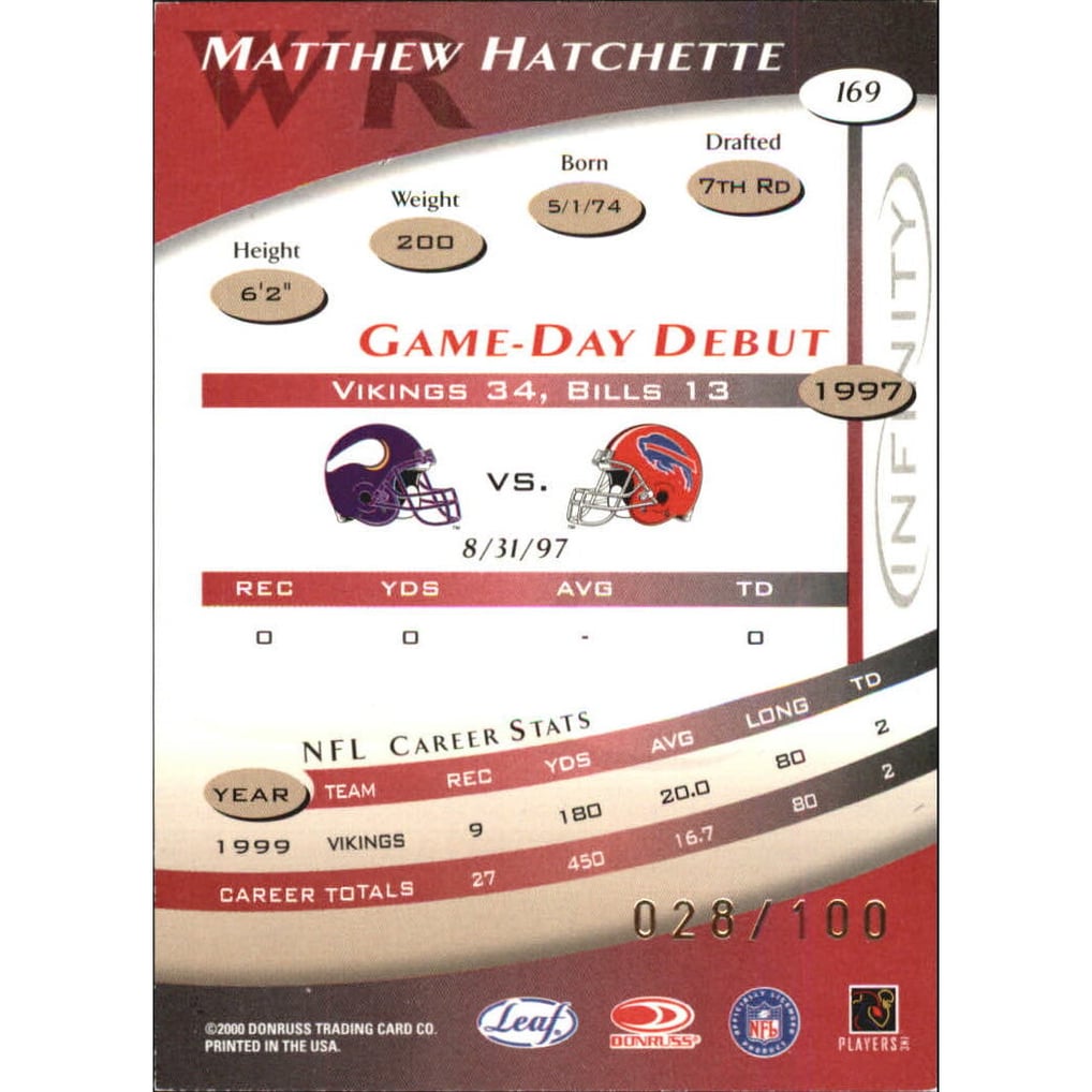 2000 Quantum Leaf Infinity Red #169 Matthew Hatchette