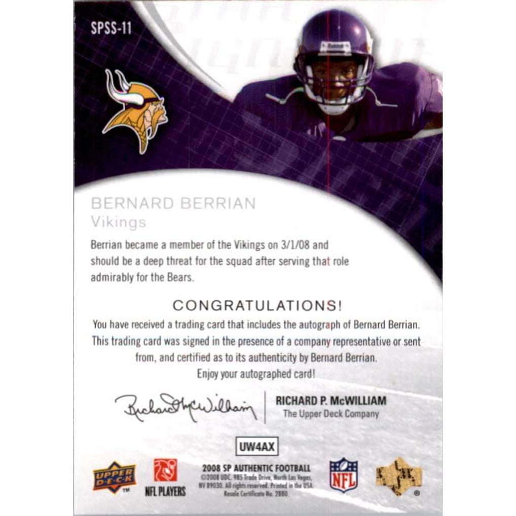 2008 SP Authentic SP Star Signatures #SPSS11 Bernard Berrian