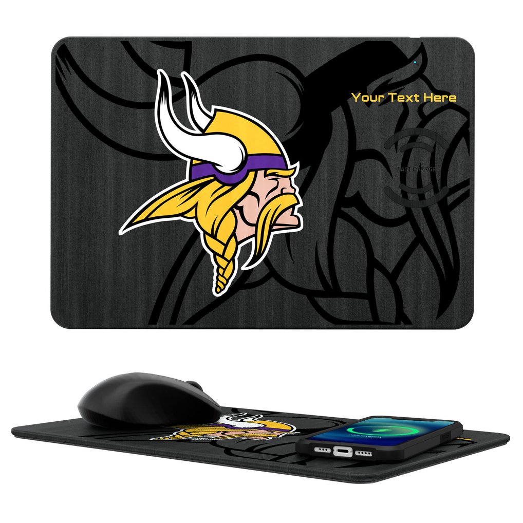 Minnesota Vikings Keyscaper Personalized 15W Fast Wireless Charger and Mouse Pad