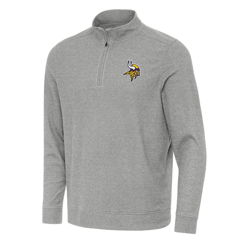 Minnesota Vikings Antigua Subtle Quarter-Zip Top - Heather Gray