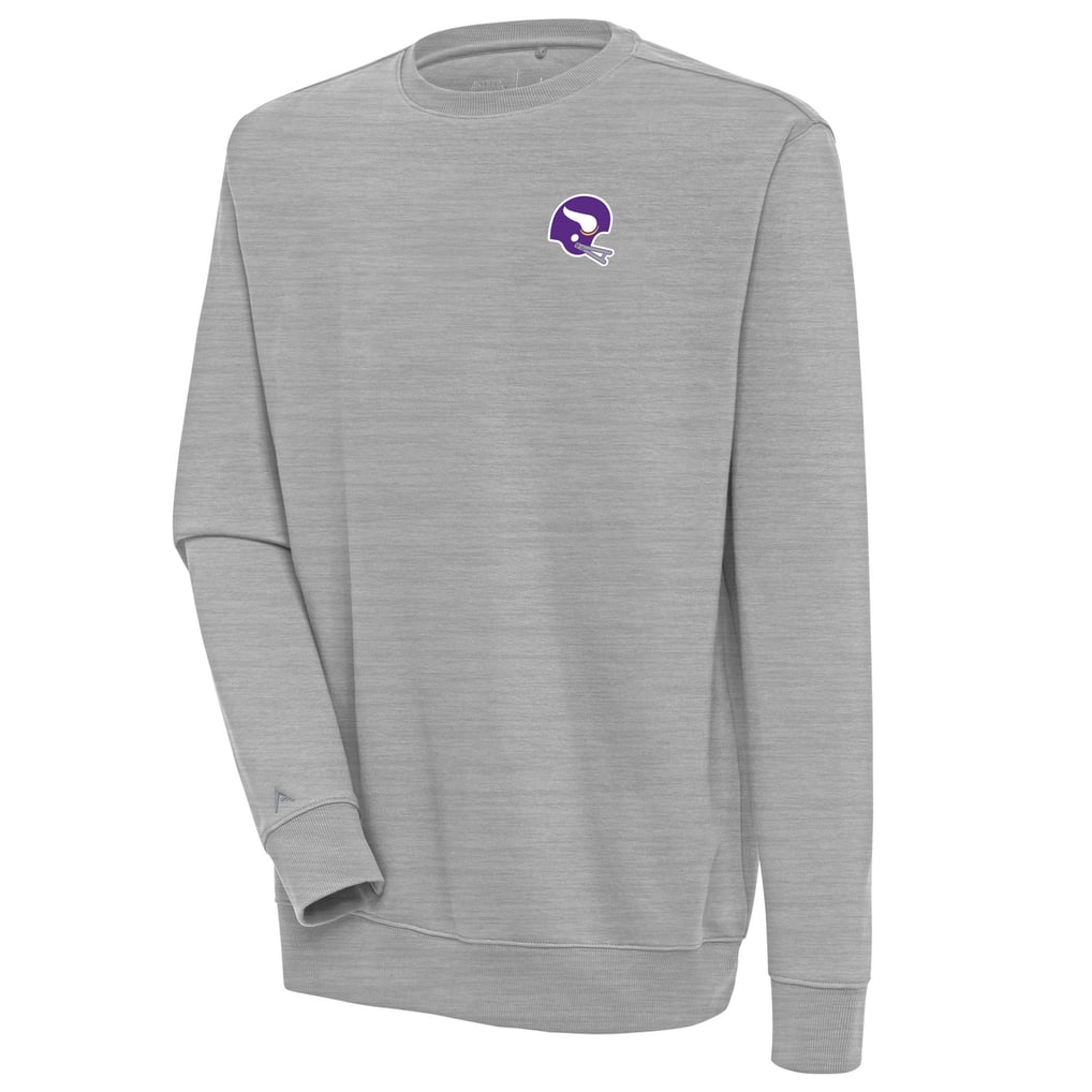  Minnesota Vikings Antigua Victory Crewneck Pullover Sweatshirt - Heather Gray