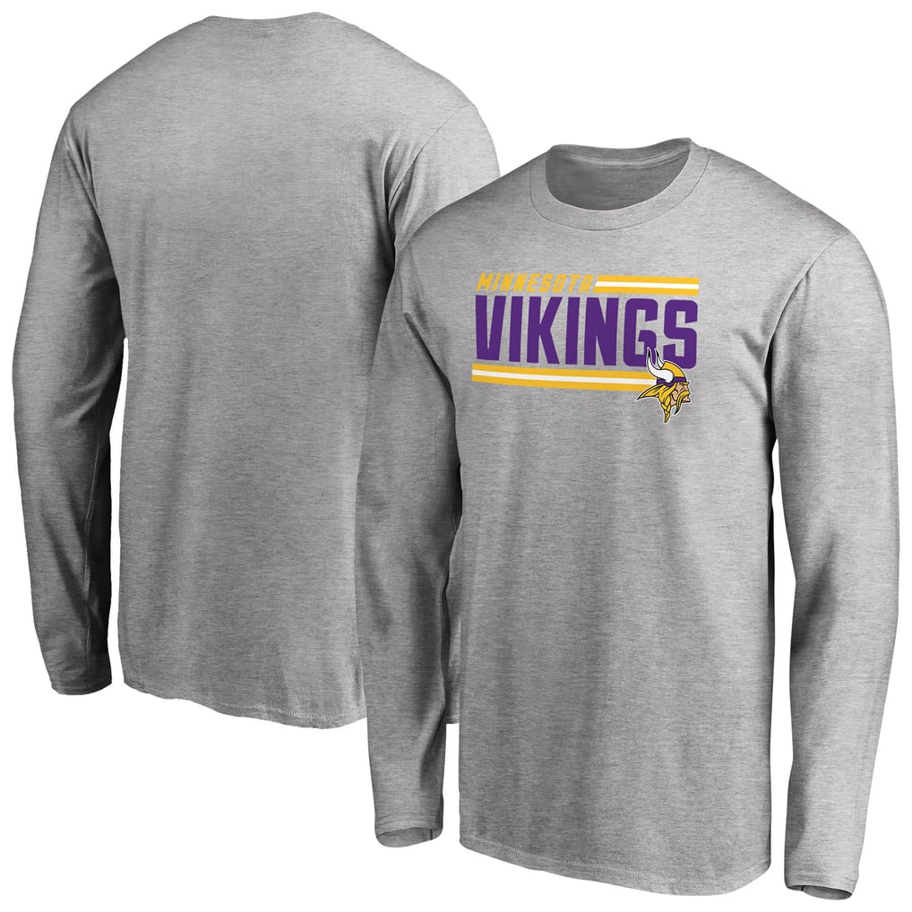 Minnesota Vikings Iconic Collection On Side Stripe Long Sleeve T-Shirt - Ash