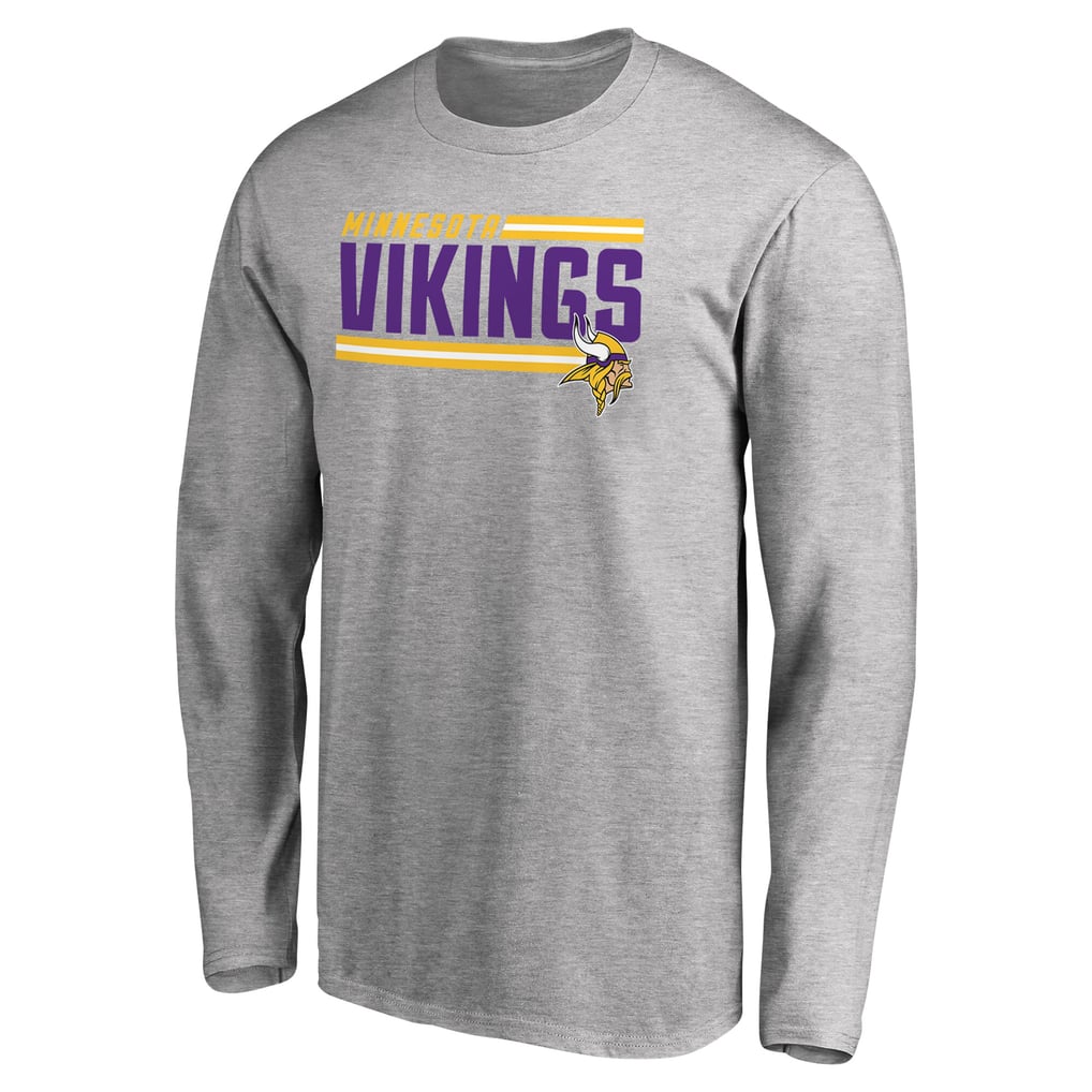 Minnesota Vikings Iconic Collection On Side Stripe Long Sleeve T-Shirt - Ash