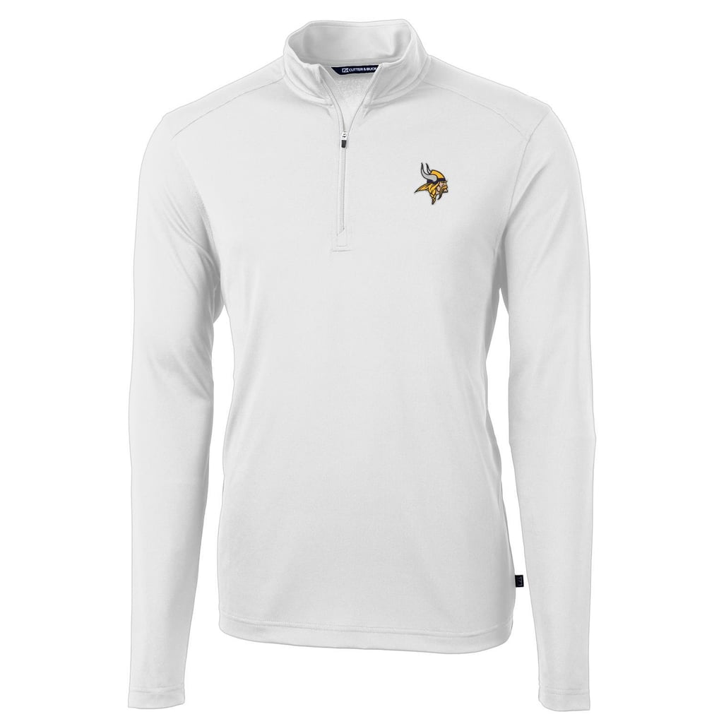 Minnesota Vikings Cutter & Buck Virtue Eco Pique Recycled Quarter-Zip Pullover Jacket - White