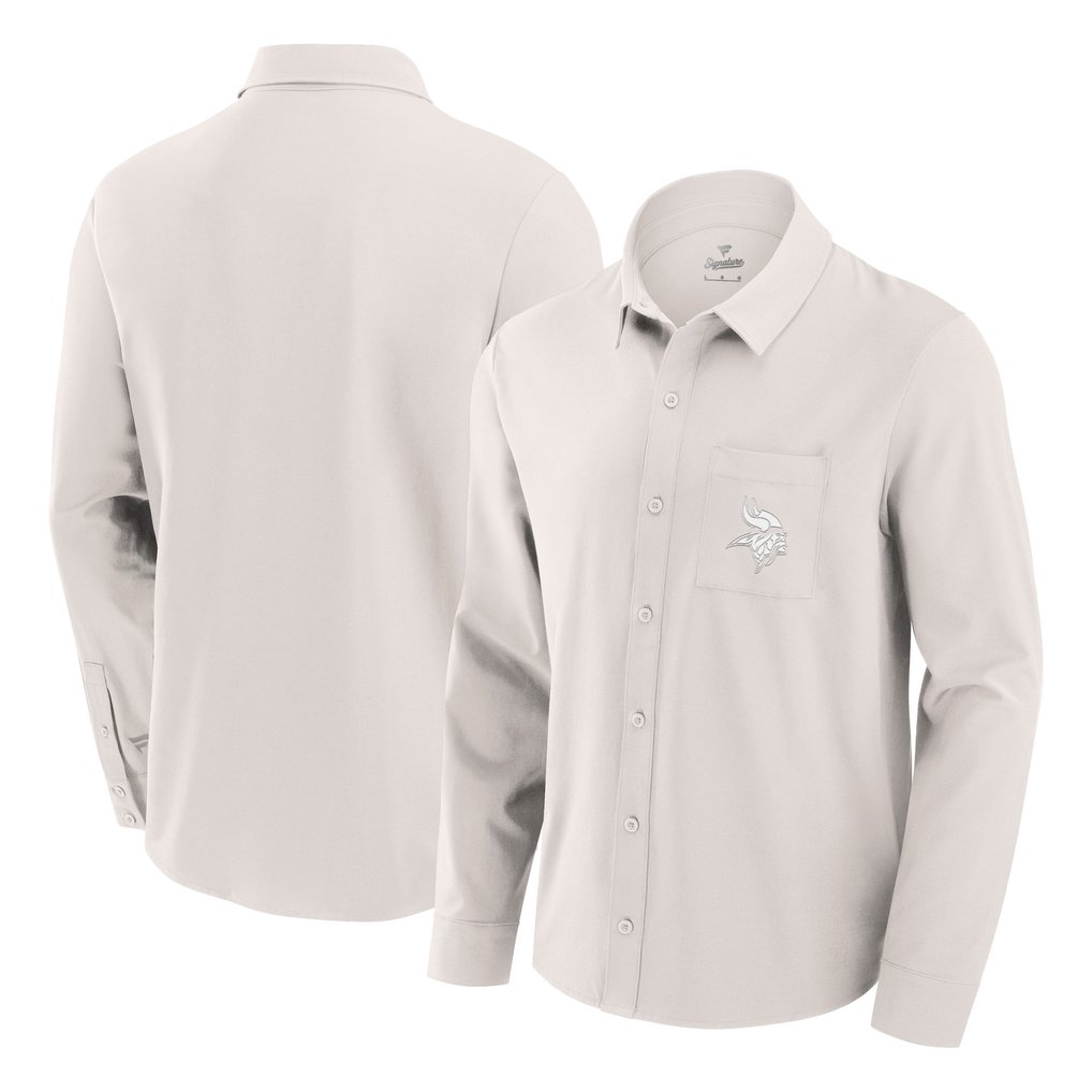 Minnesota Vikings Fanatics Front Office Long Sleeve Button-Up Shirt - Cream
