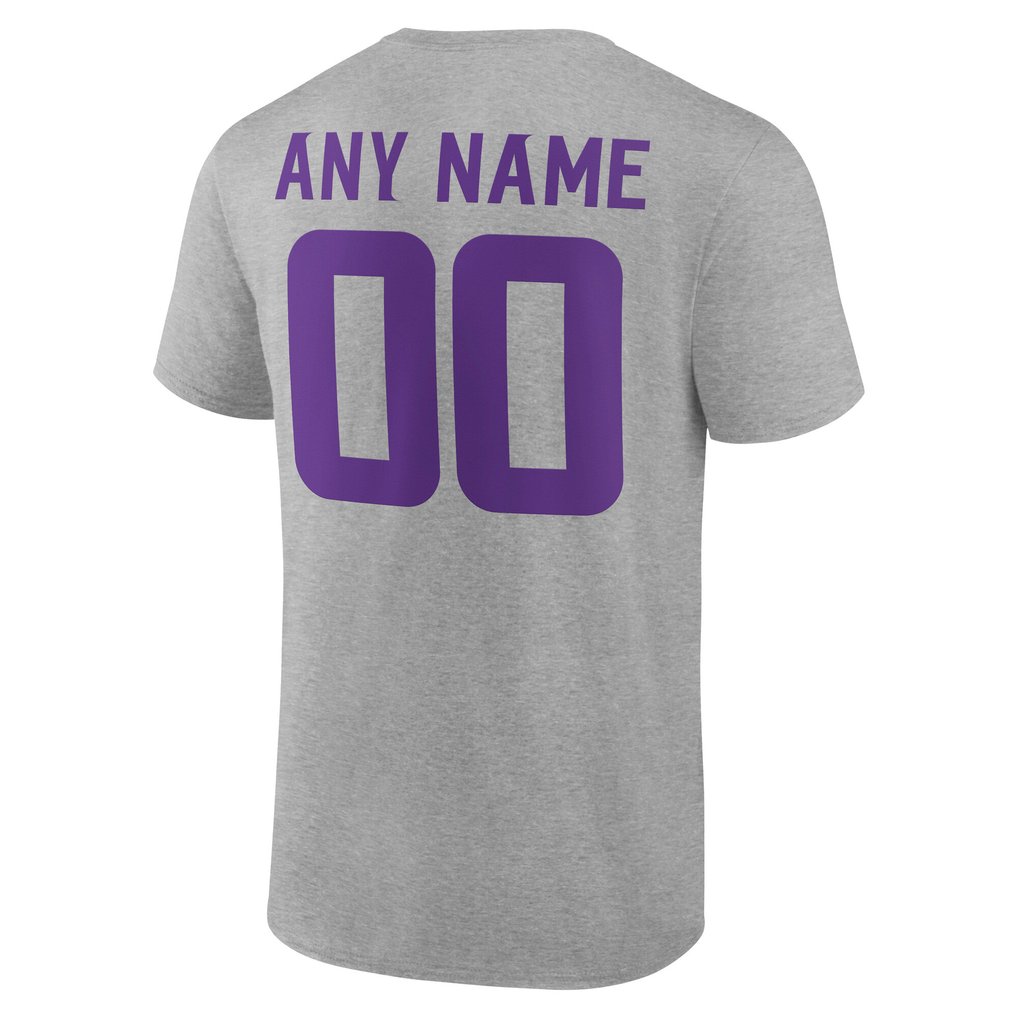 Minnesota Vikings Team Authentic Personalized Name & Number T-Shirt - Gray