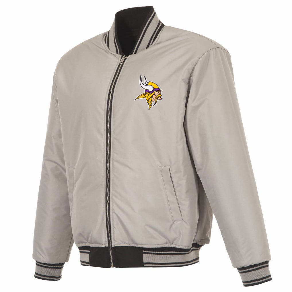  Minnesota Vikings JH Design Full-Zip Reversible Flight Jacket - Black/Gray