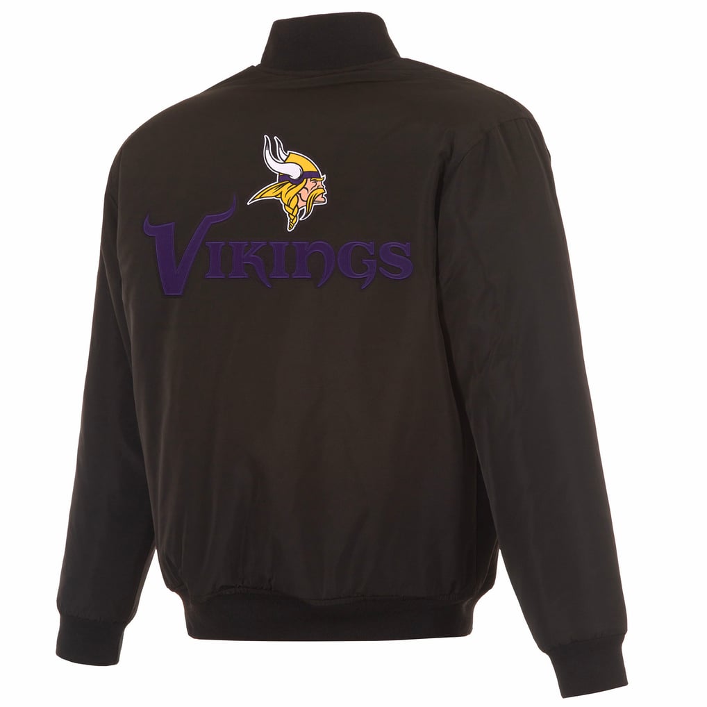  Minnesota Vikings JH Design Full-Zip Reversible Flight Jacket - Black/Gray