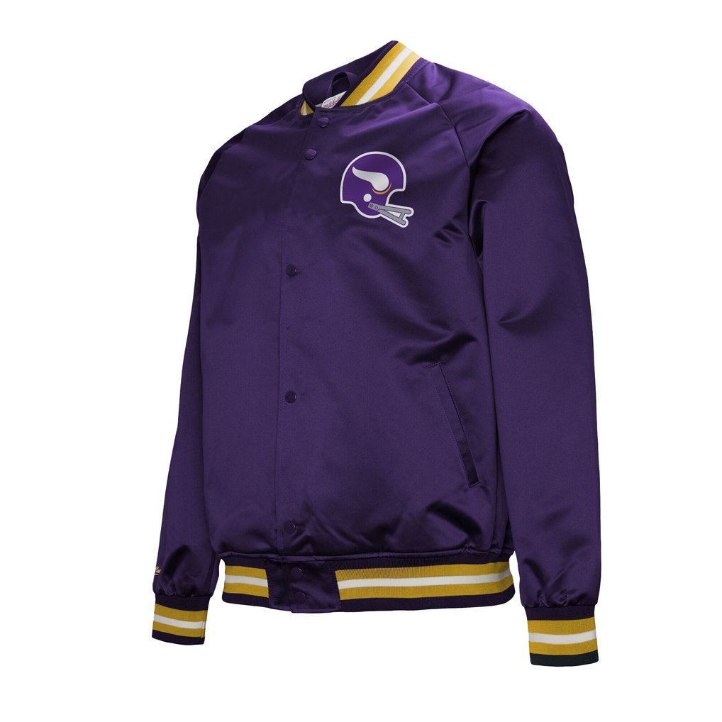 Minnesota Vikings Mitchell & Ness Vintage Double Down Satin Raglan Full-Snap Jacket - Purple