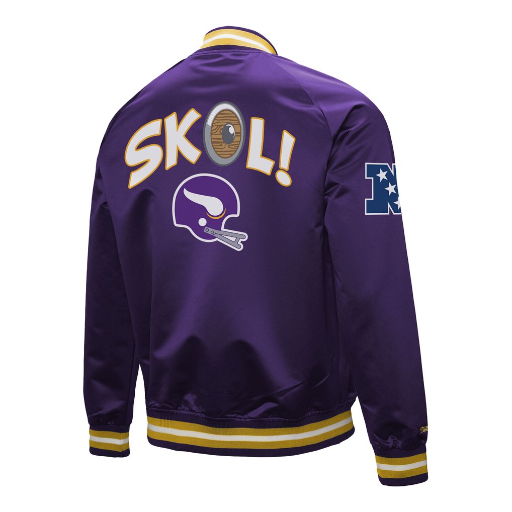 Minnesota Vikings Mitchell & Ness Vintage Double Down Satin Raglan Full-Snap Jacket - Purple