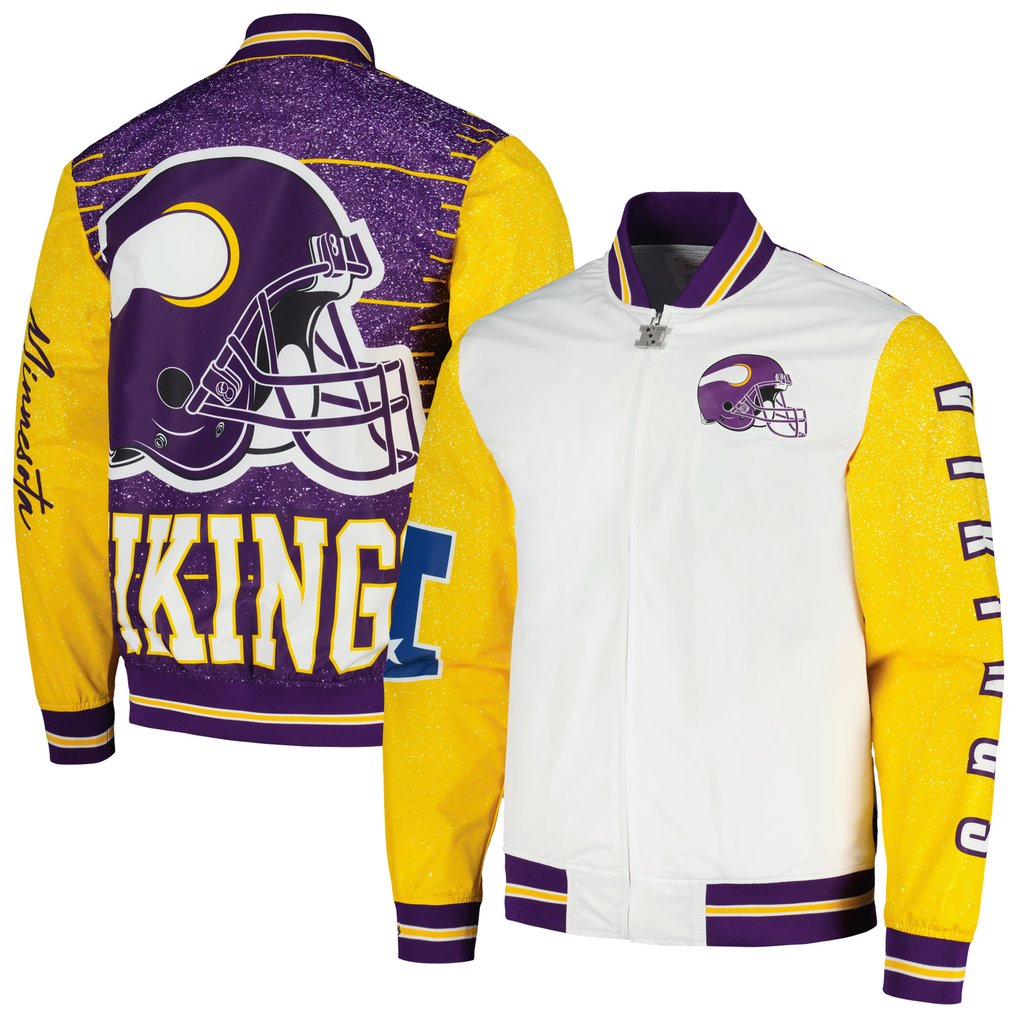  Minnesota Vikings Mitchell & Ness Team Burst Warm-Up Full-Zip Jacket - White