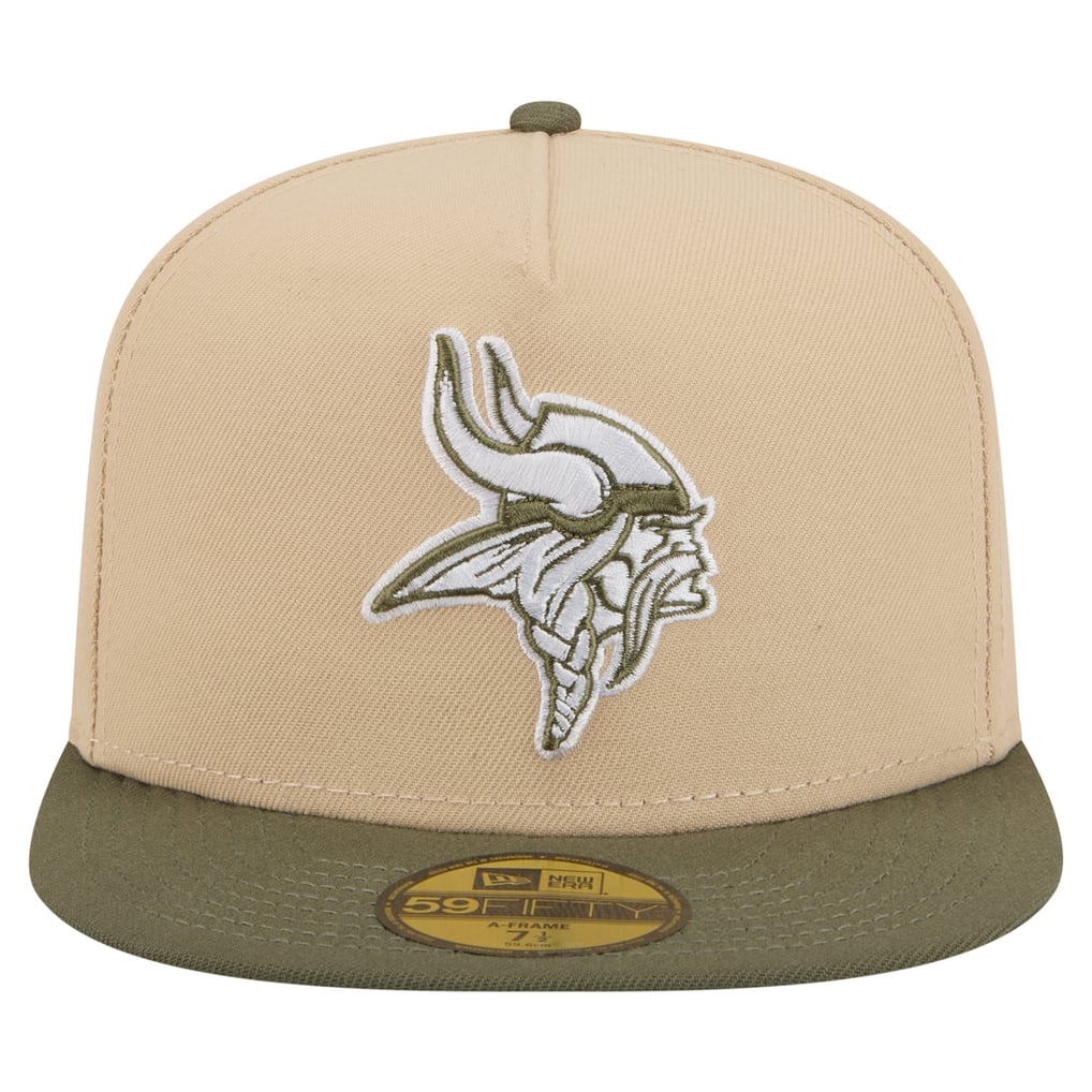  Minnesota Vikings New Era Color Pack A-Frame 59FIFTY Fitted Hat - Light Beige/Olive
