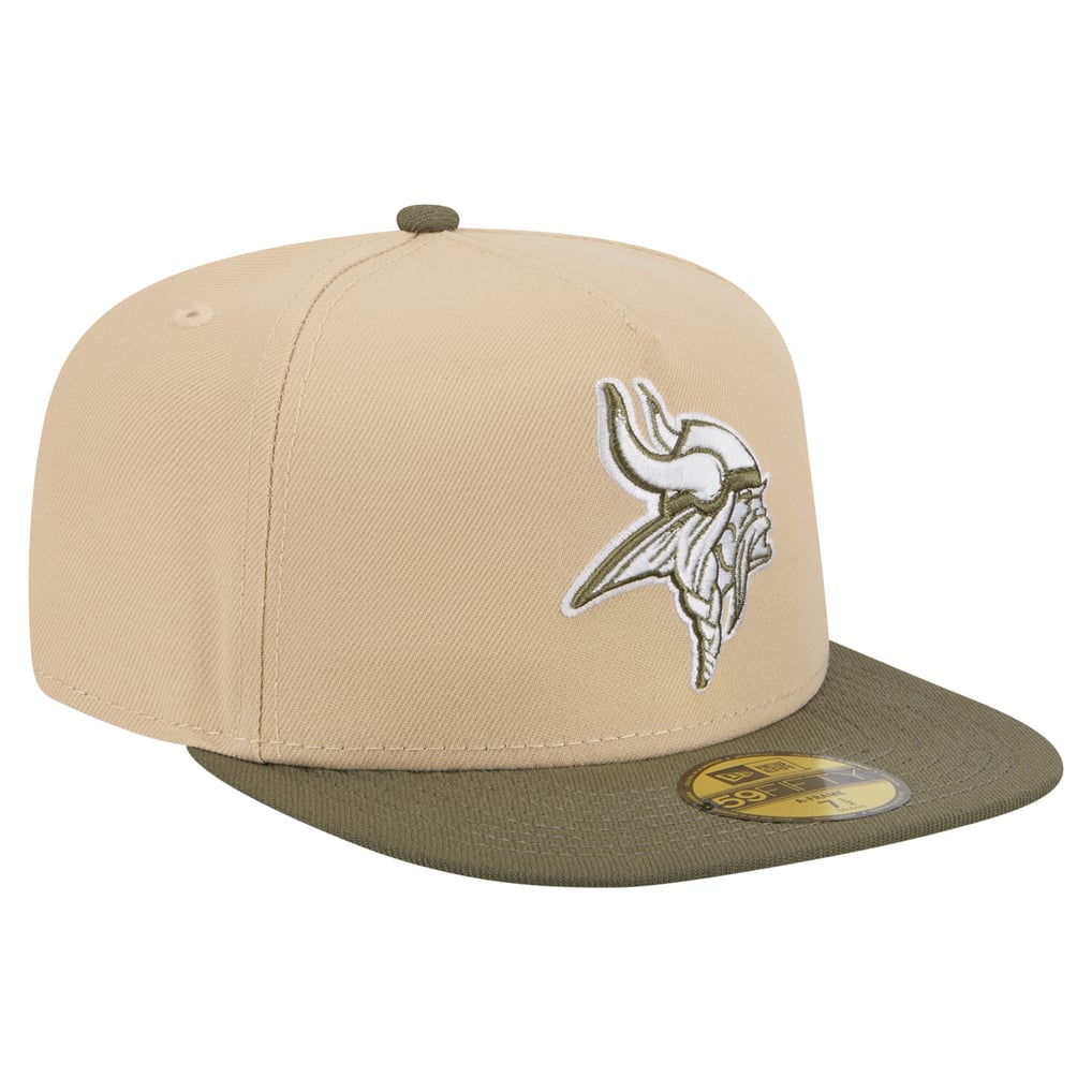  Minnesota Vikings New Era Color Pack A-Frame 59FIFTY Fitted Hat - Light Beige/Olive