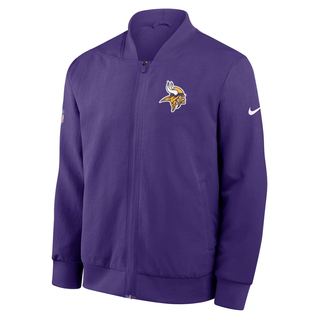 Minnesota Vikings Nike Sideline Powerful Blocking Full-Zip Dri-FIT Bomber Jacket - Purple