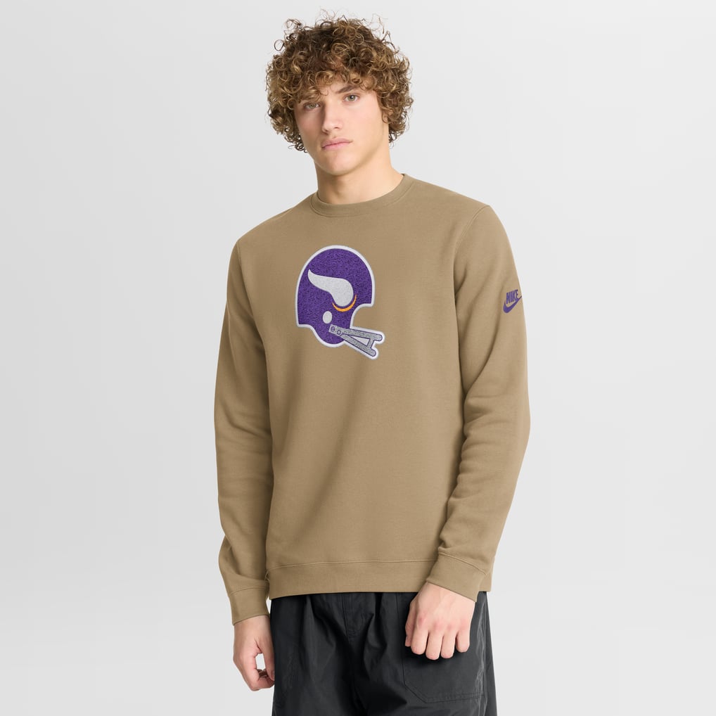 Minnesota Vikings Nike Swing Pass Rewind Club Pullover Sweatshirt - Tan