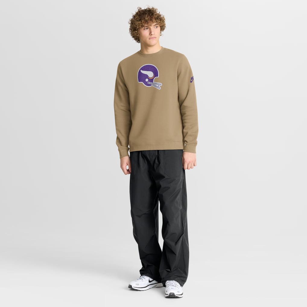 Minnesota Vikings Nike Swing Pass Rewind Club Pullover Sweatshirt - Tan