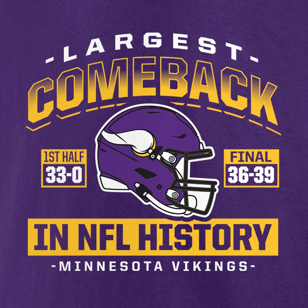Minnesota Vikings Largest Comeback T-Shirt - Purple