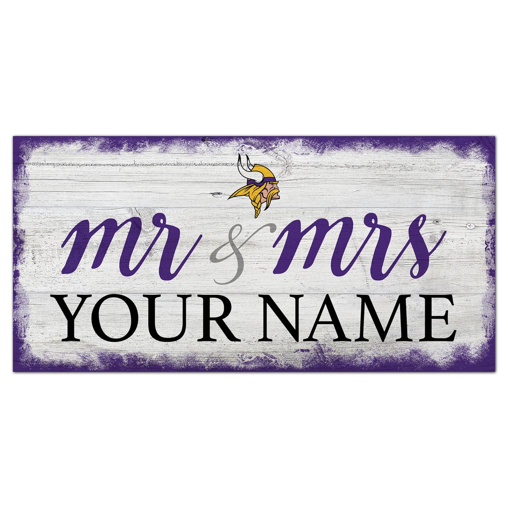 Minnesota Vikings 6" x 12" Personalized Mr. & Mrs. Script Sign