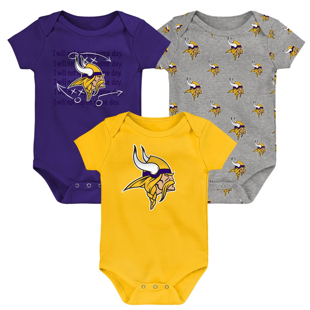 Minnesota Vikings Newborn & Infant Team Starter 3-Pack Bodysuit Set