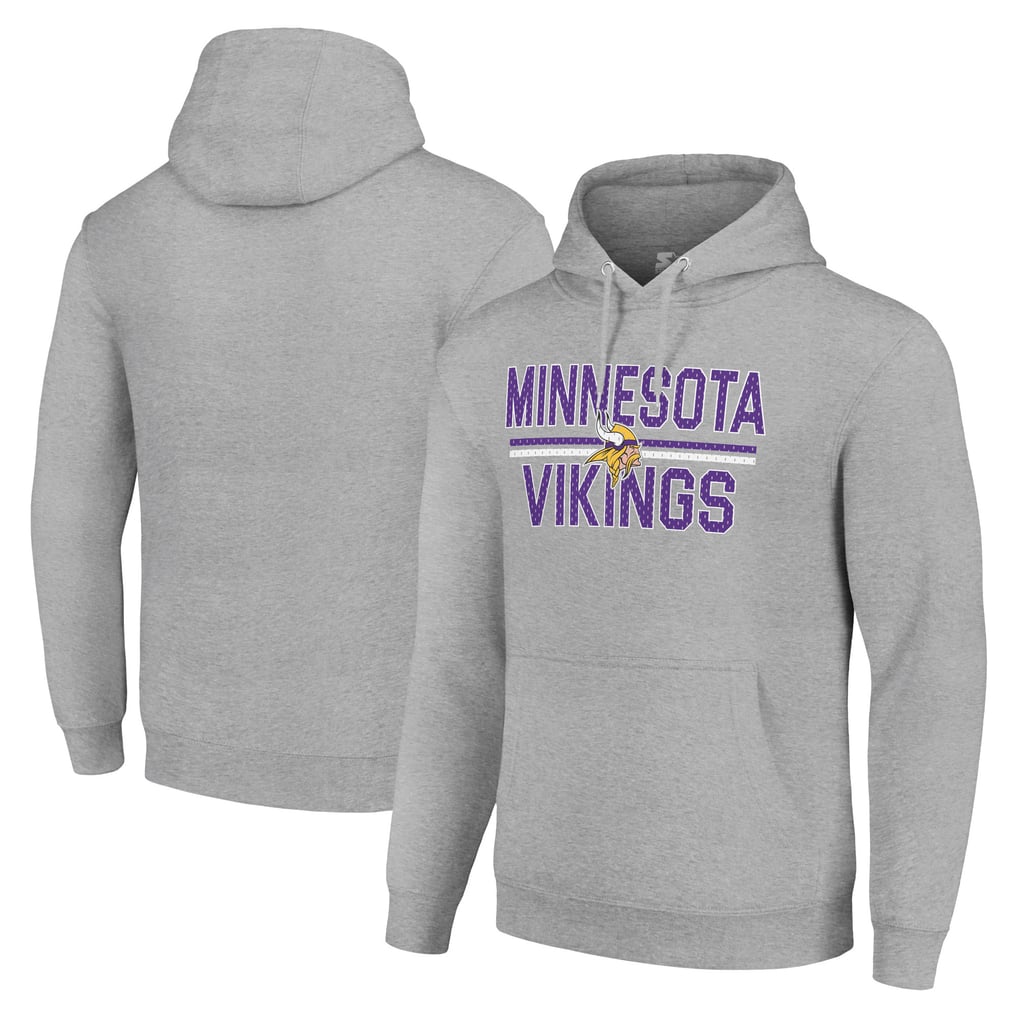 Minnesota Vikings Starter Unisex Team Mesh Print Graphic Tri-Blend Pullover Hoodie - Heather Gray