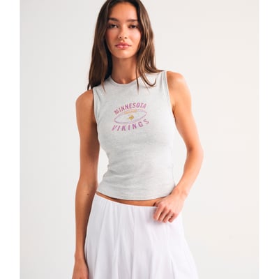 Minnesota Vikings Abercrombie & Fitch Women's Bra-Free Rib High-Neck Tank Top - Heather Gray