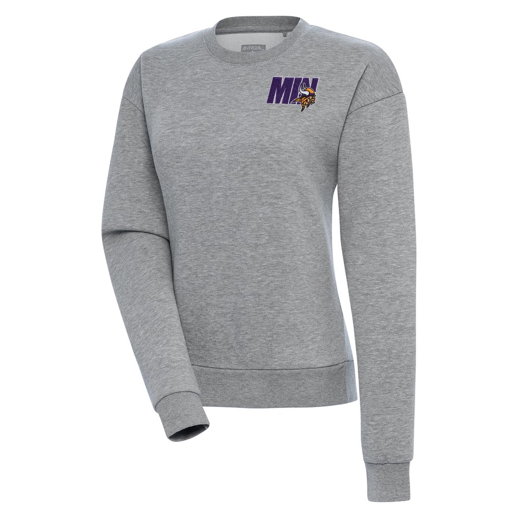 Minnesota Vikings Antigua Women's Victory Pullover Sweatshirt - Heather Gray