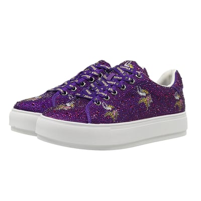  Minnesota Vikings Cuce Women's Crystal Team Logo Sneakers - Purple