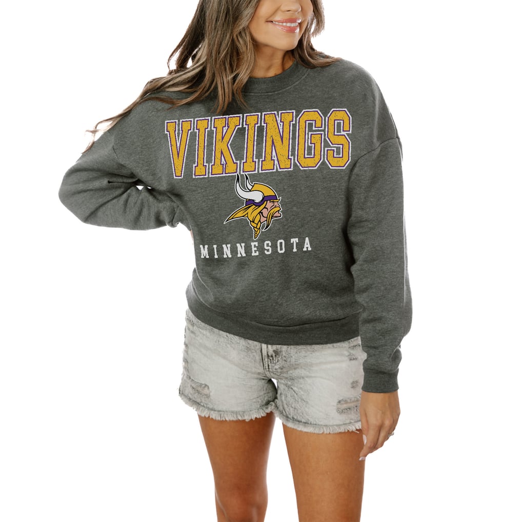 Minnesota Vikings Gameday Couture Women's Oversized Bring The Energy Pullover Sweatshirt – Charcoal