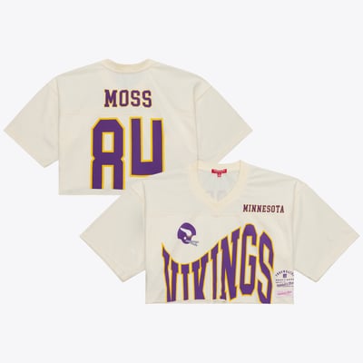 Randy Moss Minnesota Vikings Mitchell & Ness Women's Retired Player Cropped Fashion Jersey - Cream