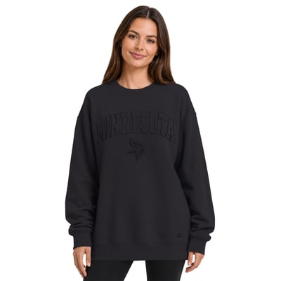  Minnesota Vikings Starter Women's Athleisure Oversized Fleece Sweatshirt - Black