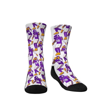 Justin Jefferson Minnesota Vikings Rock Em Socks Youth Player Celebration Crew Socks