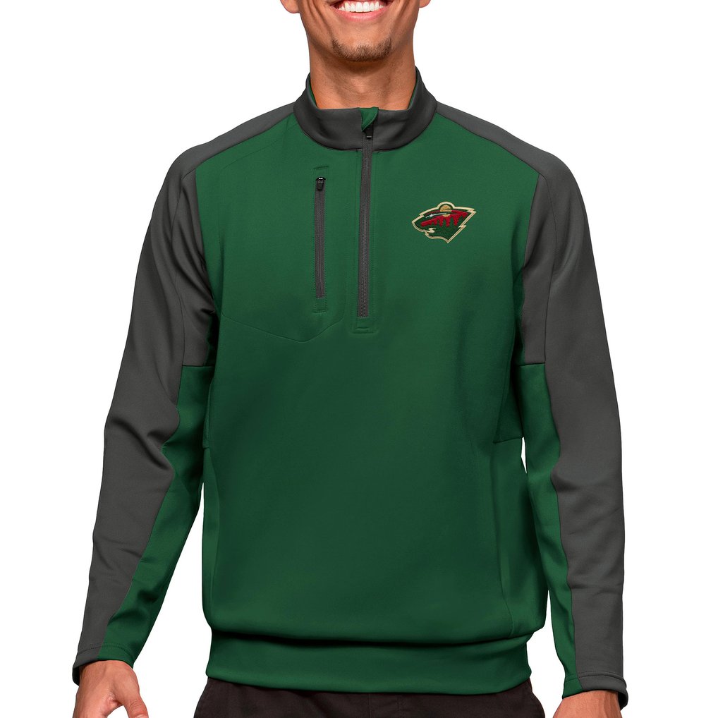 Minnesota Wild Antigua Quarter-Zip Pullover Top - Green/Charcoal