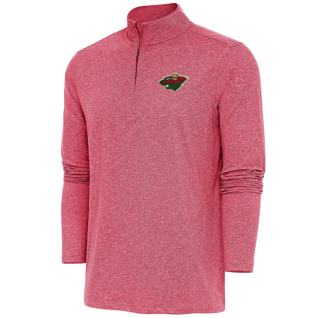  Minnesota Wild Antigua Hunk Quarter-Zip Pullover Top - Heather Red