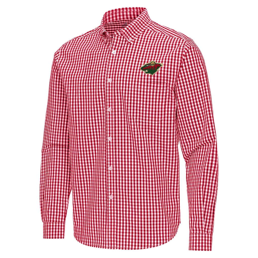 Minnesota Wild Antigua Ellis Tri-Blend Long Sleeve Button-Down Shirt - Red