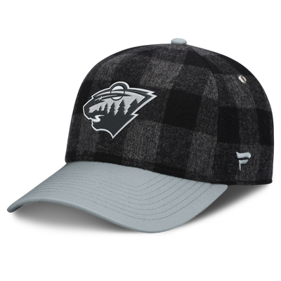 Minnesota Wild Fanatics Huntsman Plaid A-Frame Adjustable Hat - Black/Gray