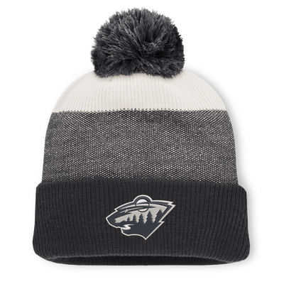 Minnesota Wild Fanatics Monochrome Cuffed Knit Hat with Pom - Black/Light Beige