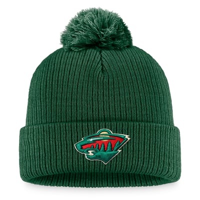 Minnesota Wild Fanatics Primary Logo Cuffed Knit Hat with Pom - Green