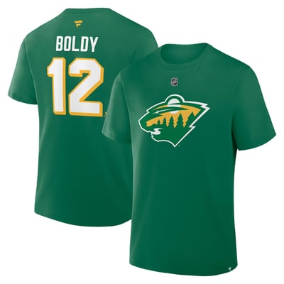 Matthew Boldy Minnesota Wild Fanatics Authentic Stack Name & Number T-Shirt - Green