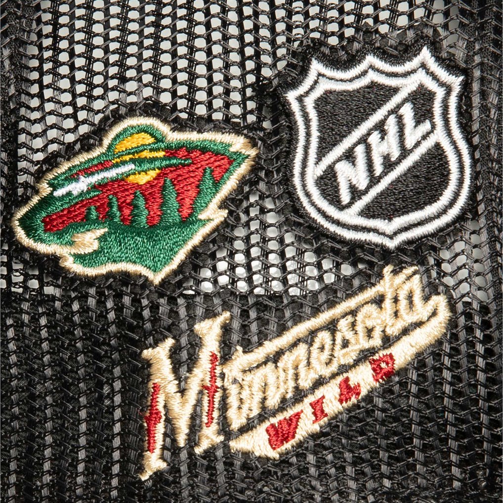  Minnesota Wild Mitchell & Ness Times Up Classic Script Cord Trucker Adjustable Hat - Black