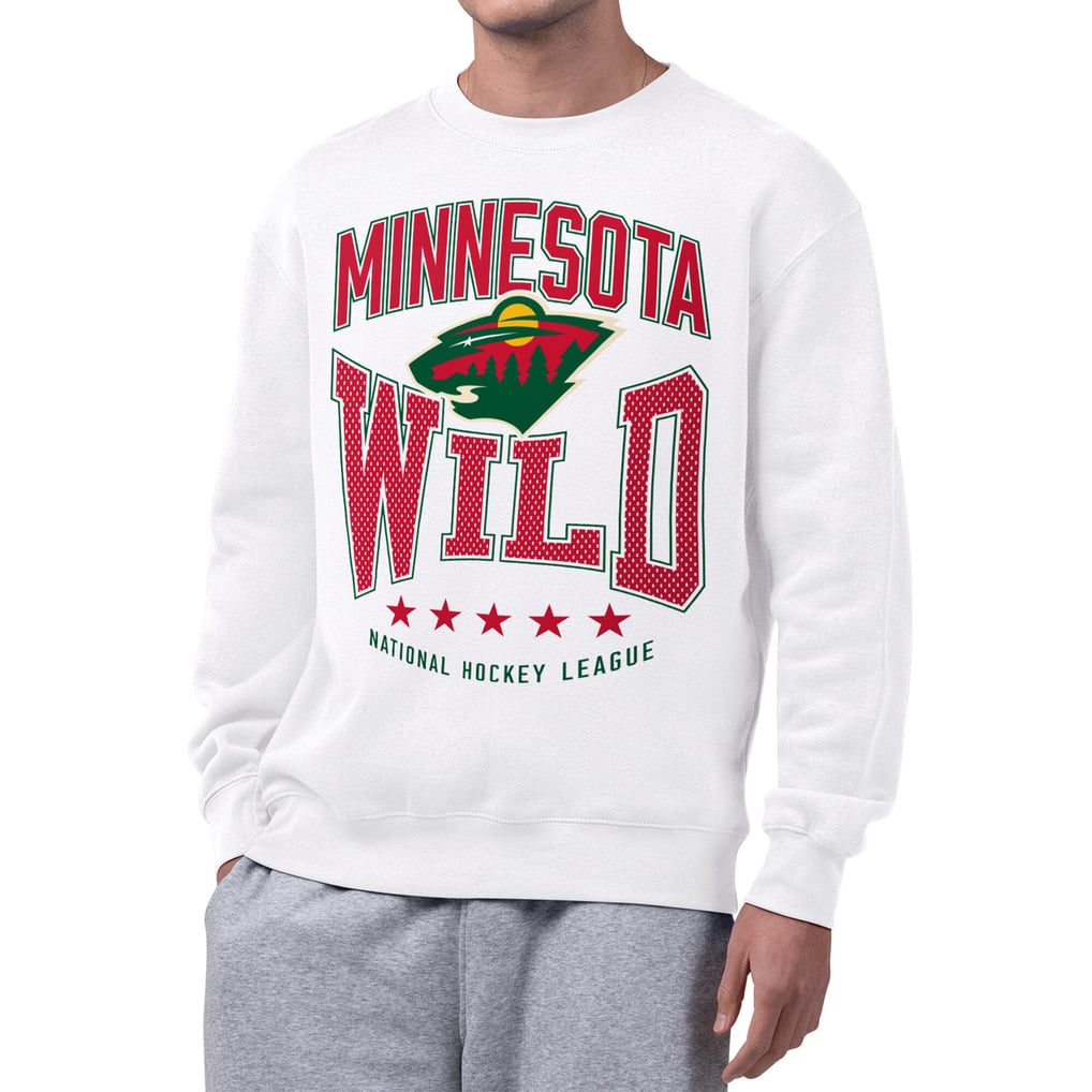 Minnesota Wild Starter Center Squeeze Tri-Blend Fleece Sweatshirt - White