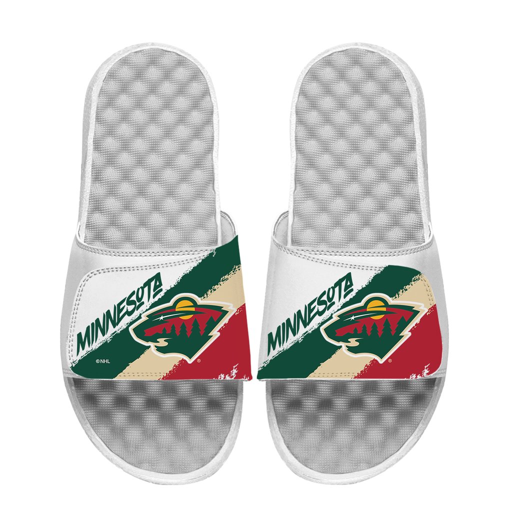 Minnesota Wild ISlide Unisex Paint Stripes Slide Sandals