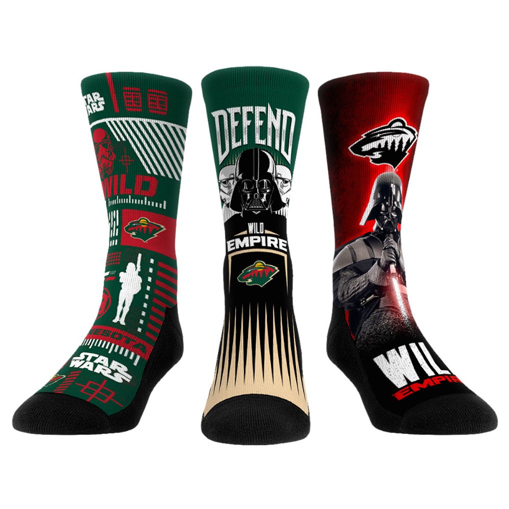 Darth Vader & Stormtrooper Minnesota Wild Rock Em Socks Star Wars Three-Pack Crew Socks Set