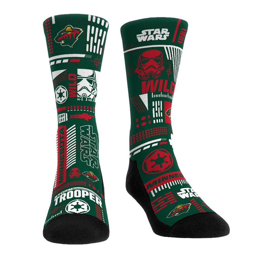 Darth Vader & Stormtrooper Minnesota Wild Rock Em Socks Star Wars Three-Pack Crew Socks Set
