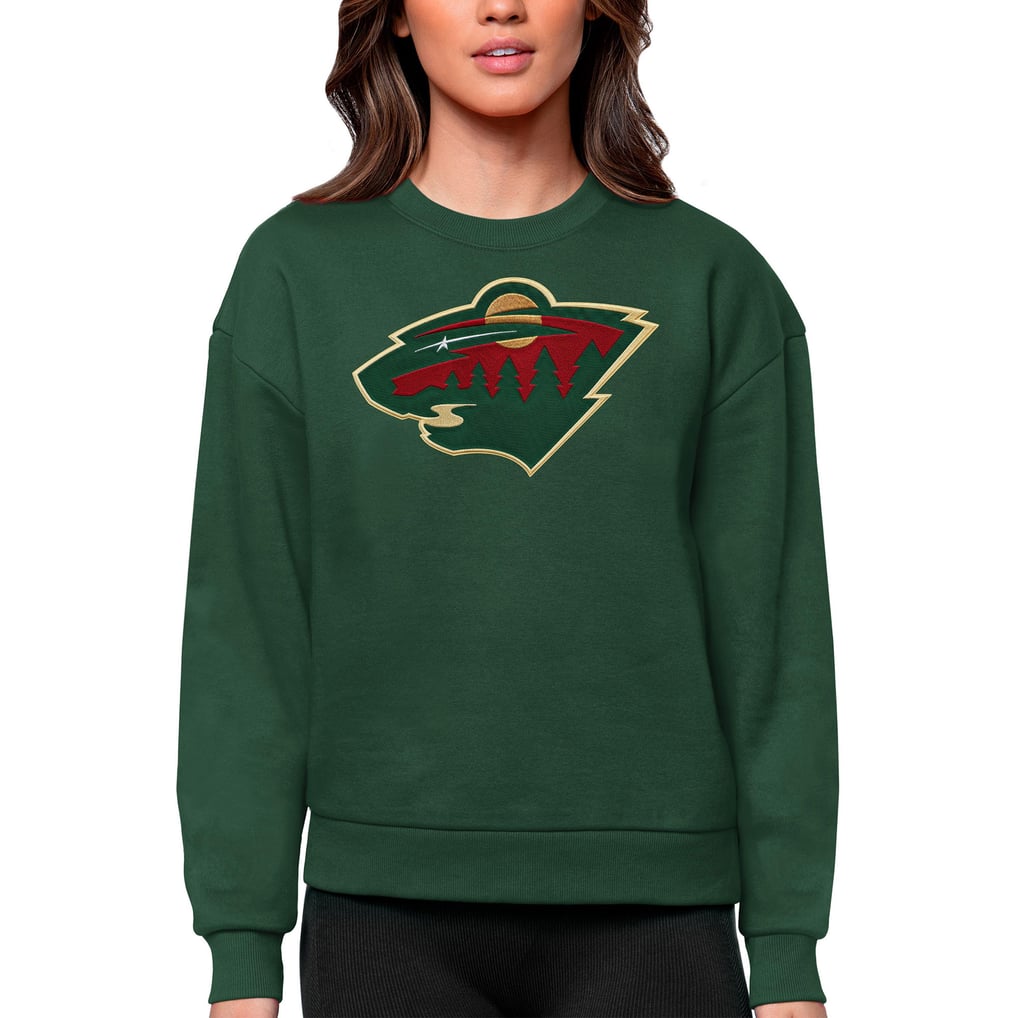 Minnesota Wild Antigua Women's Team Logo Victory Crewneck Pullover Sweatshirt - Green
