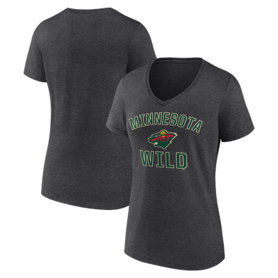  Minnesota Wild Logo Athletic Women's Arch Victory V-Neck T-Shirt - Heather Charcoal