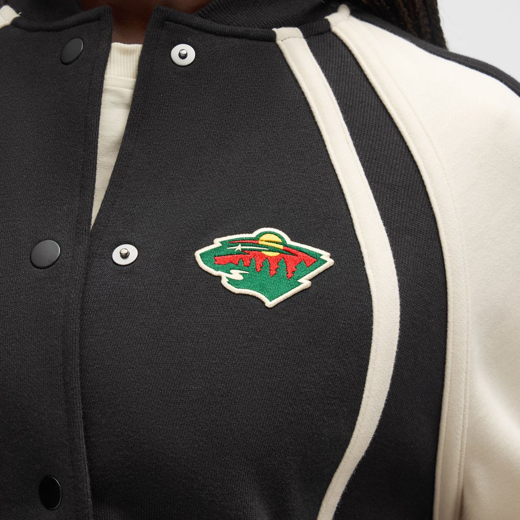 Minnesota Wild lululemon Women's Scuba Oversized Full-Snap Varsity Jacket - Black