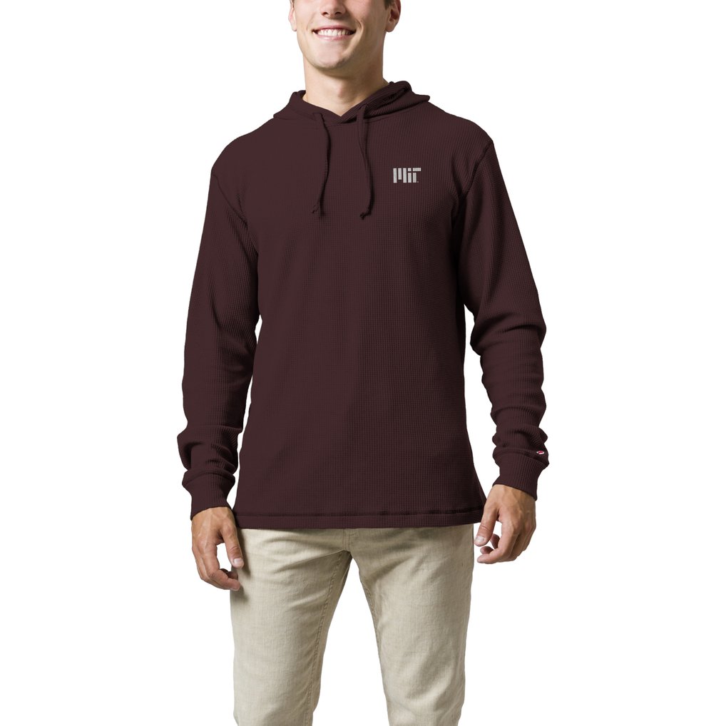  MIT Engineers League Collegiate Wear  Waffle Knit Pullover Hoodie - Maroon